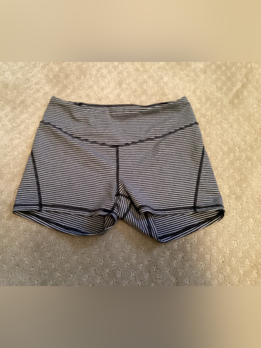 Zella Black and White Striped Athletic Shorts